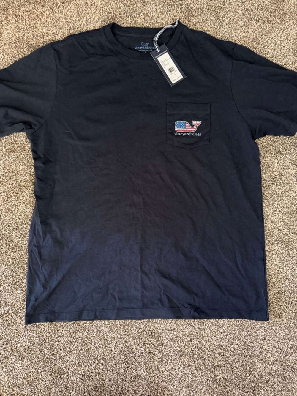 Vineyard Vines Men’s Navy Short Sleeve Pocket Tee with Whale Patch